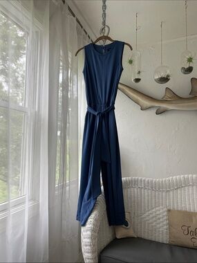 Banana Republic Sleeveless Navy Belted Jumpsuit